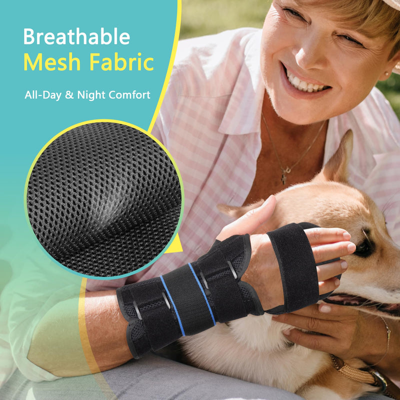 Resting Hand Splint, Stroke Hand Wrist Brace for Carpal Tunnel Night Support, Pain Relief for Stroke Recovery, Flexion Contractures, Arthritis, Tendonitis, Right Hand, Black, L