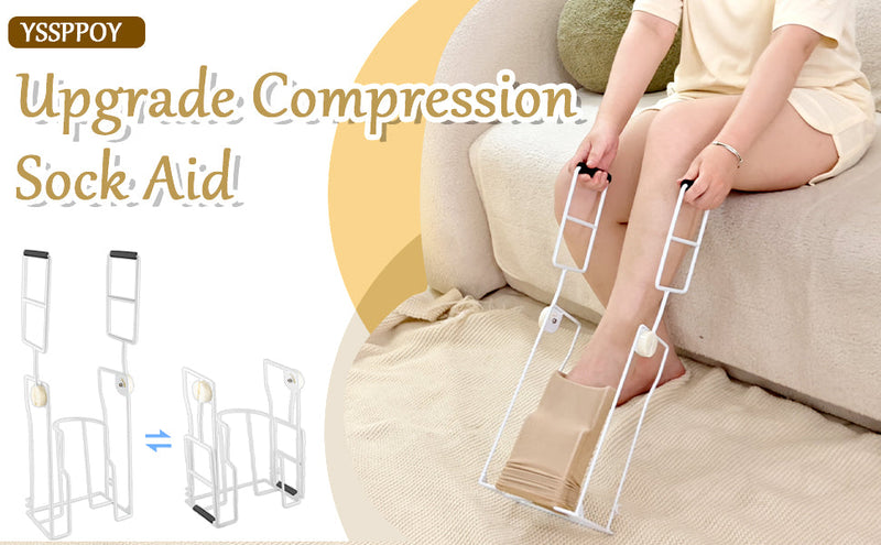Upgraded Large Compression Sock Aid Device with Extended Handle, Compression Sock Donner Helper with Adjustable Angle, Suitable for Seniors, Cannot Bend, Arthritis, Recovering from Surgery