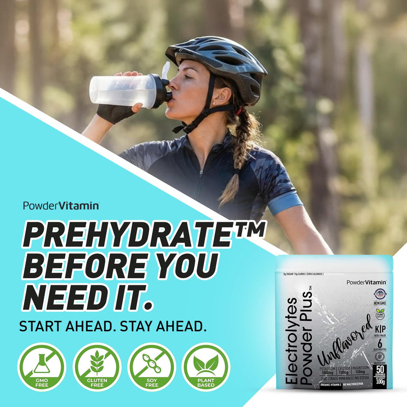 PowderVitamin Electrolytes Powder Plus - 50 Servings - Unflavored | Sugar-Free Hydration Powder, 1000mg Potassium, 120mg Magnesium, 120 mg Calcium, Himalayan Salt, Vitamin C & Zinc, USA Made 50 Servings (Pack of 1)