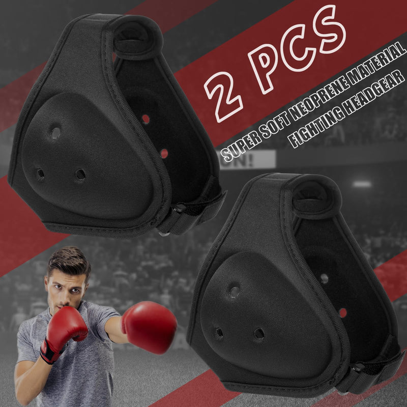 Jerify 2 Pcs Wrestling Headgear for Kids Youth Soft Grappling Headgear Wrestling Adjustable Ear Guard Protective(Black) Black