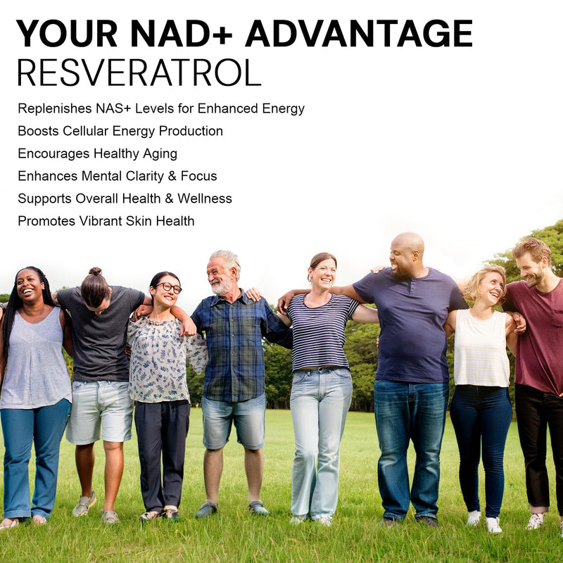 NAD+ Resveratrol Supplement with Quercetin – NMN Alternative for Cellular Energy Support, Focus & Healthy Aging – High Potency 500mg NAD+ Formula, Vegan, Non-GMO, Gluten-Free, Made in USA, 60 Capsules