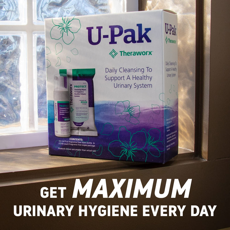 Theraworx Protect U-Pak 60-Ct Wipes & Hygiene Foam 3.4 oz for Urinary Health (Pack of 1) 2 Piece Set - BeesActive Australia
