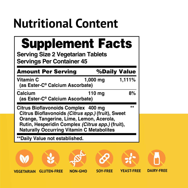 American Health, Ester C 500 with Citrus Bioflavonoids Vegetarian, 90 Count 90 Count (Pack of 1)