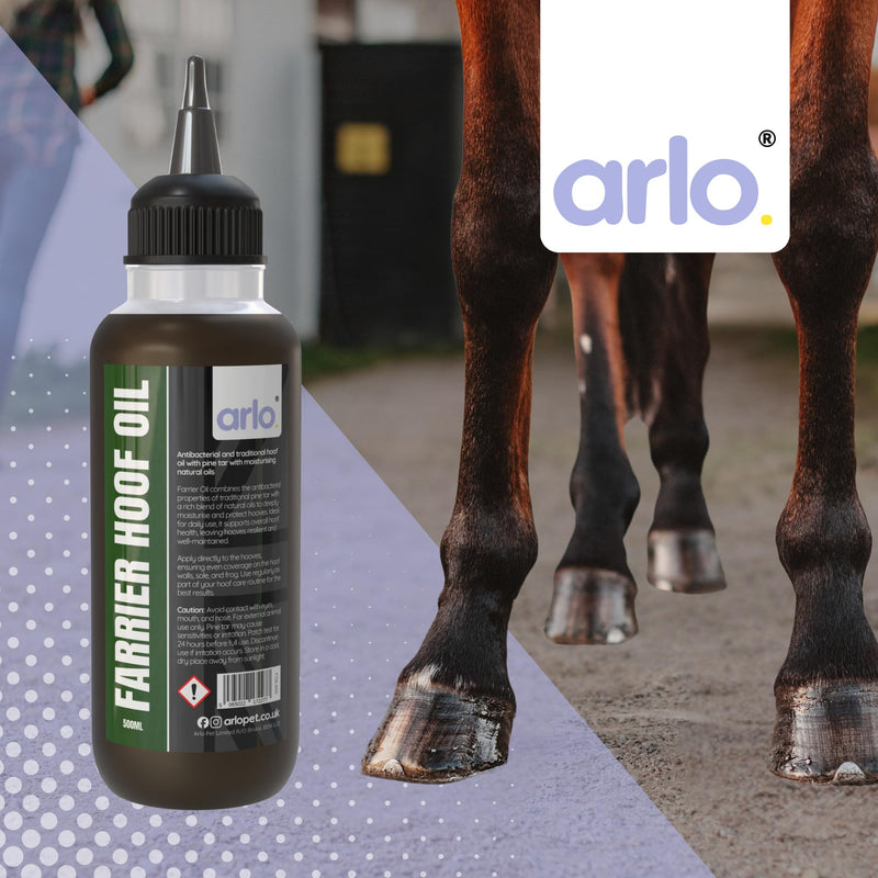 arlo. Farrier Hoof Oil with Stockholm Tar 500ml – Antibacterial Moisturising Treatment for Horses – Nourishes Dry, Cracked Hooves – Traditional Farrier Care Conditioner