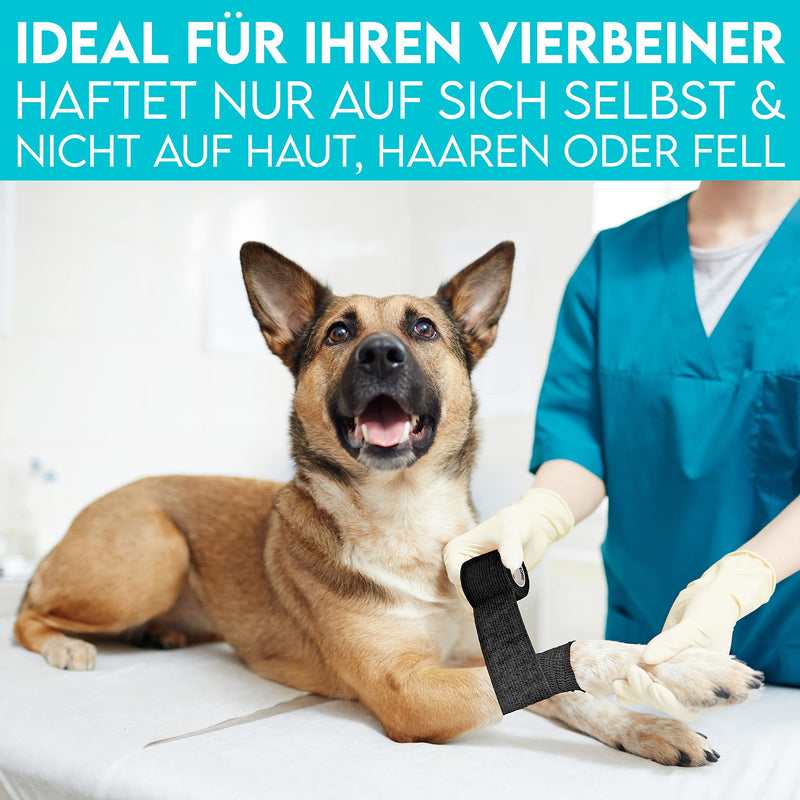 DOG IS KÖNIG® bandage self-adhesive, elastic bandage 12 x 4.7 m self-adhesive bandage, adhesive bandage self-adhesive for people and animals, bandage bandage self-adhesive, fixing bandage self-adhesive 12 rolls (10 cm x 4.7 m) black - BeesActive Australia
