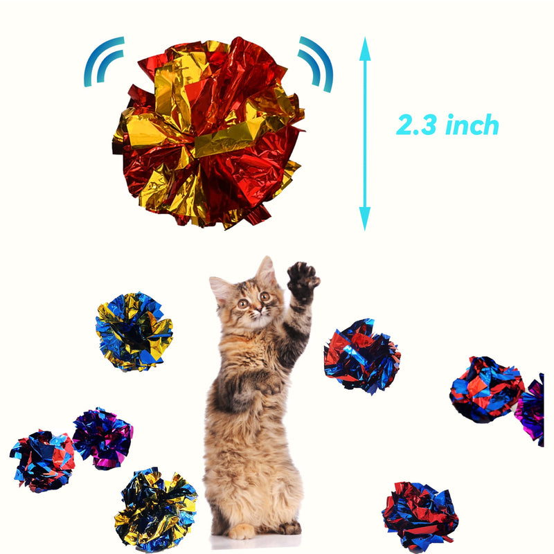 Cat Crinkle Ball Toys 10 Packs for Indoor Cats to Kill Time and Keep Fit, 2.3 Inch Colorful Mylar Crinkle Balls Attract Cats to Swat, Bite, Hunt, Interactive Toys for Cats and Kittens - BeesActive Australia