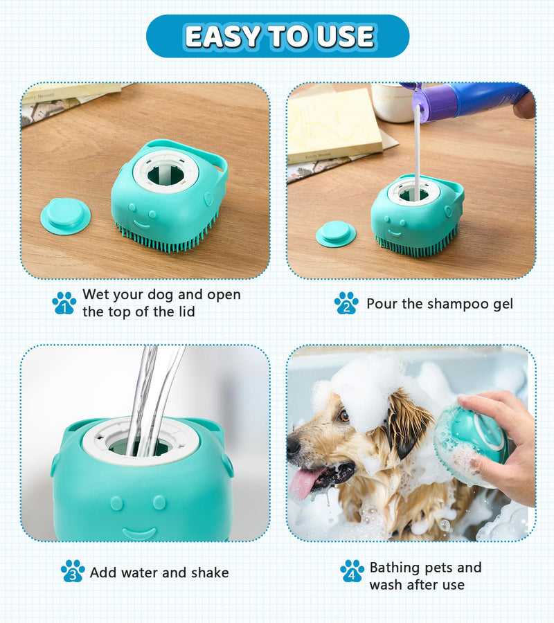 Dog Bath Brush Pet Massage Shampoo Brush Dog Scrubber for Bath Dog Washing Brush Scrubber Pet Bath Massage Brush with Soft Silicone Bristles for Puppy Dog Cat Grooming Cleaning Blue - BeesActive Australia