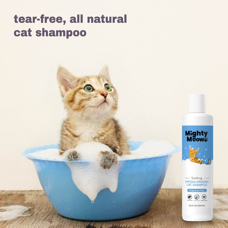 Soothing Hypoallergenic Cat Shampoo – Easy at-home Cat Grooming | Deodorizes | Gentle & Anti-itch | Natural & Allergy-safe Cat Shampoo Sensitive Skin – Fragrance Free | 9 fl oz - BeesActive Australia