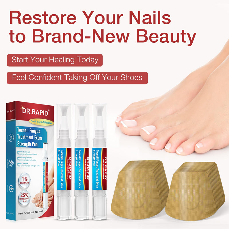 Toenail Fungus Treatment Extra Strength - Toenail Fungus Treatment Pen & Fungal Nail Patches, Day and Night Fungal Nail Treatment Set Ideal for Nail Repair for Damaged Nails Toenail Fungus - BeesActive Australia