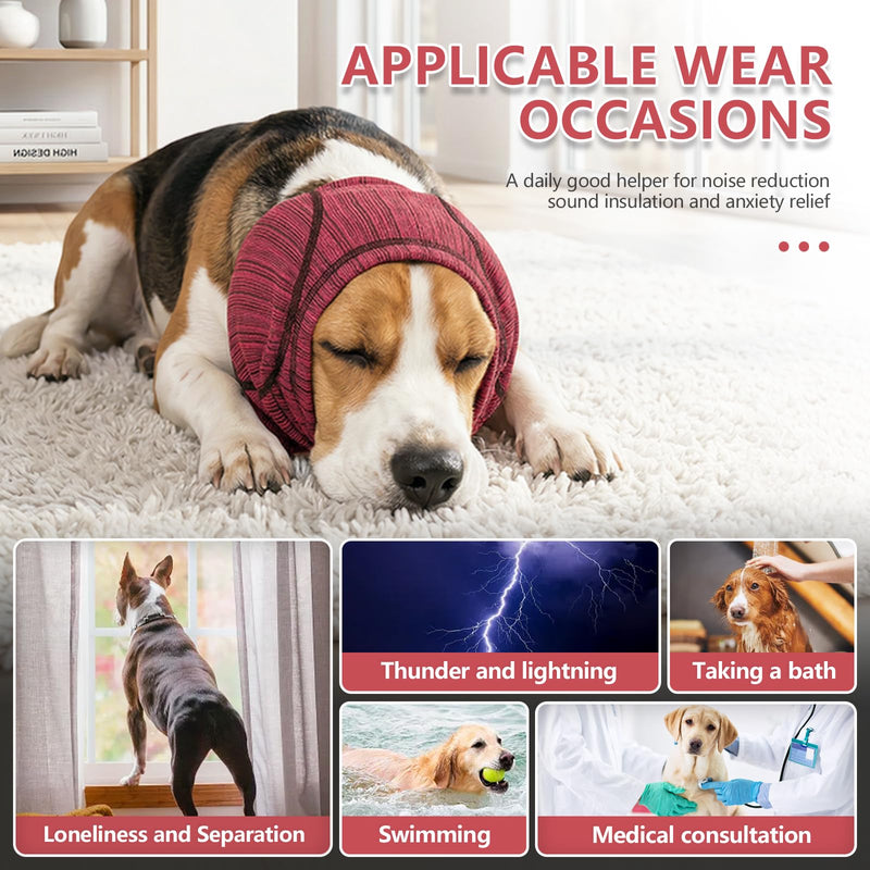 Dog Ear Muffs for Anxiety Relief & Noise Cancelling, Calming Hoodie for Grooming, Bathing, Thunder, & Fireworks,Pink S Pink Small