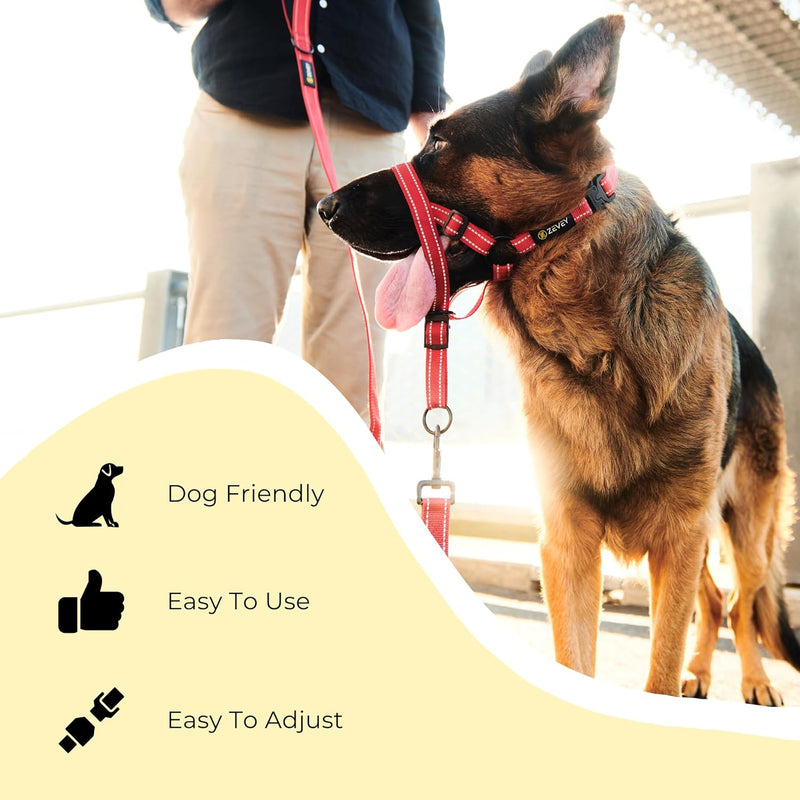 Adjustable Dog Head Halter with Safety Strap, Soft Padded Dog Head Collar for Small Medium Large Dogs, No-Pull Dog Harness for Training and Walking (Large, Black) L - BeesActive Australia