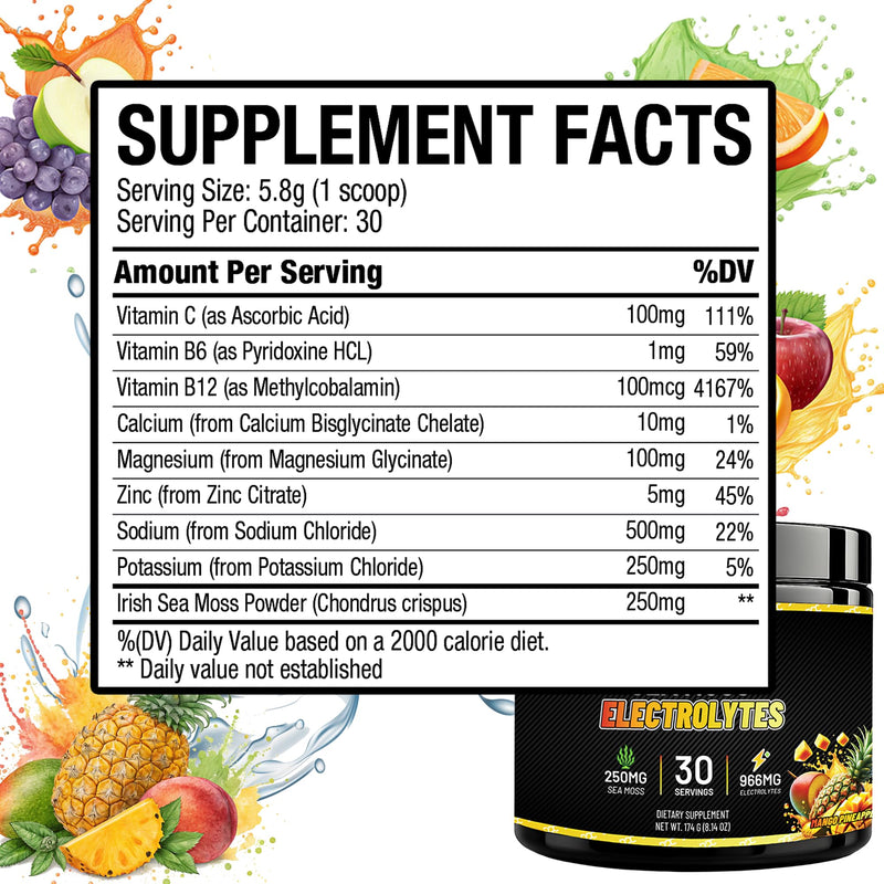 Hydration Powder Immune Support Sugar Free Mango Pineapple