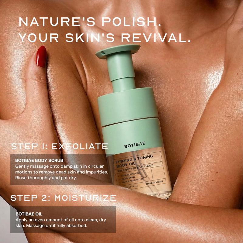 Shea Butter & Vitamin E Body Oil For Skin - Dermatologist Tested, Anti-Aging, Korean Skin Care - Deep Hydration, Firming Body Glow & Fast-Absorbing For Smooth Glass Skin - Vegan, 5 Fl Oz Shea Butter & Vitamin E