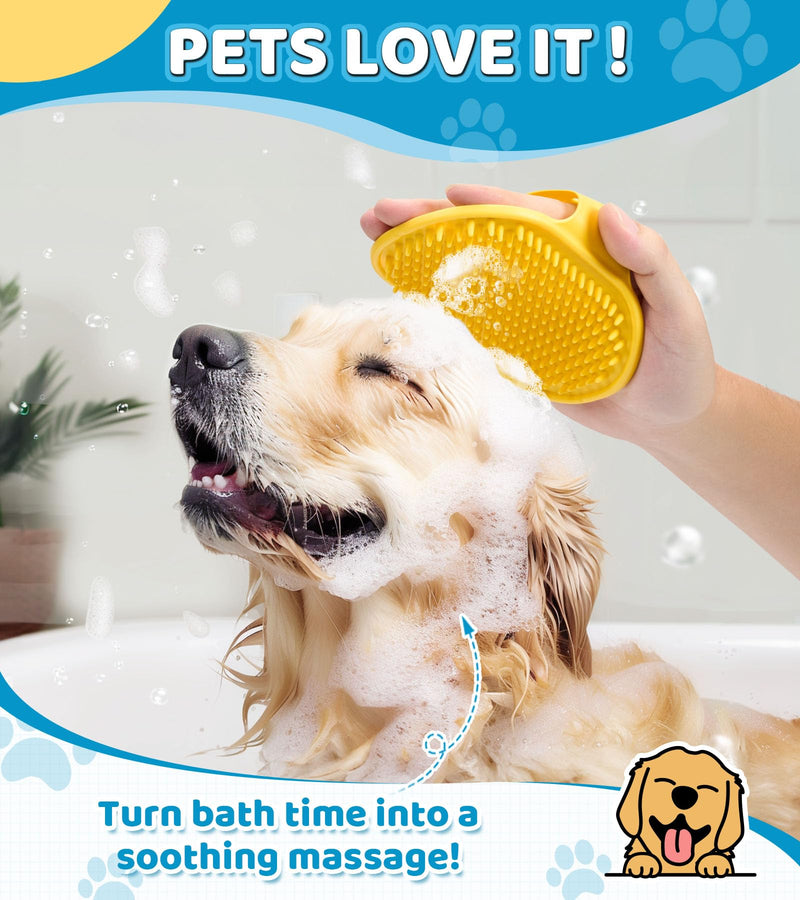 Dog Bath Brush Pet Massage Shampoo Brush Dog Scrubber for Dog Washing Brush Scrubber Pet Bath Massage Brush with Soft Silicone Bristles for Dog Cat Grooming Cleaning - BeesActive Australia