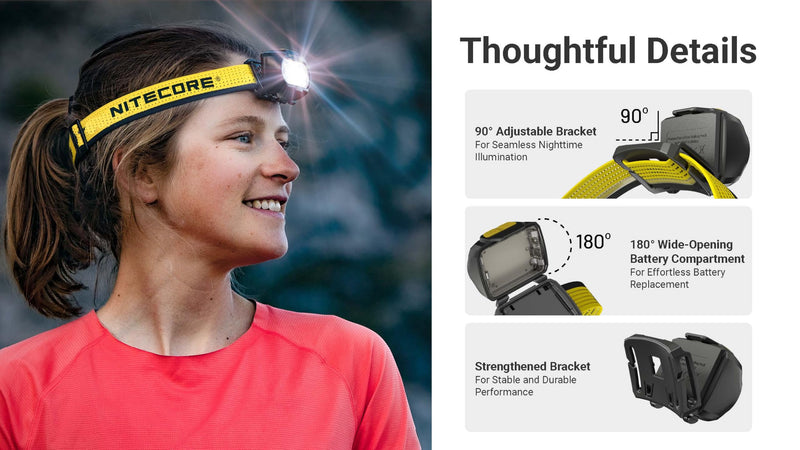 Nitecore UT27 MCT 800 Lumen Running Headlamp USB-C Rechargeable Dual Power with 3 Color Temperatures Red Light Lightweight Trail Hiking Camping Sticker (Standard) Standard - BeesActive Australia