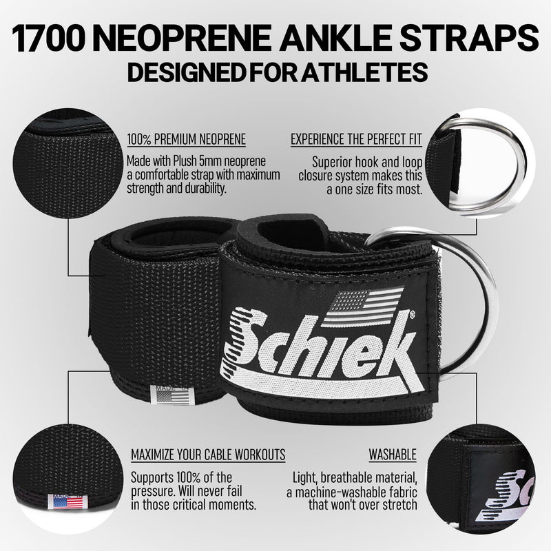 Schiek Sports Model 1700 Neoprene Ankle Straps Blackout