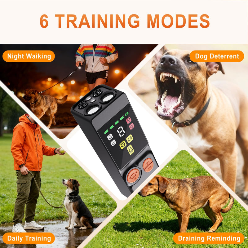 Dog bark deterrent device, bark stop device with a range of up to 50 feet, dog training ultrasonic device, portable anti barking tool, rechargeable anti barking device for indoor and outdoor (Black) Black