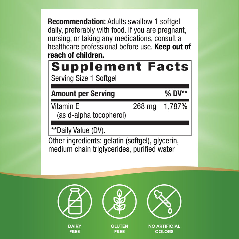 Nature's Way Vitamin E 400 IU, 100 Softgels, Pack of 2 100 Count (Pack of 2)