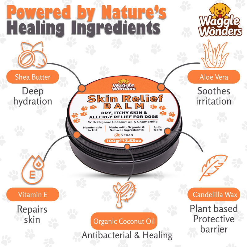 Dog Itch Relief Balm – Skin Relief Balm, Soothes Hot Spots, Dry & Itchy Skin, 100% Natural, Lick-Safe, Vegan Formula (50g) 50g
