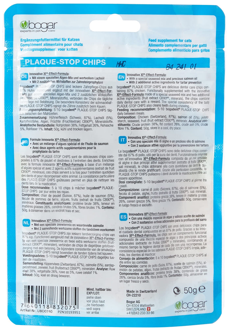Bogadent Plaque-Stop Chips Cat 50 g, pack of 2 (50 g) 50 g (pack of 2) - BeesActive Australia