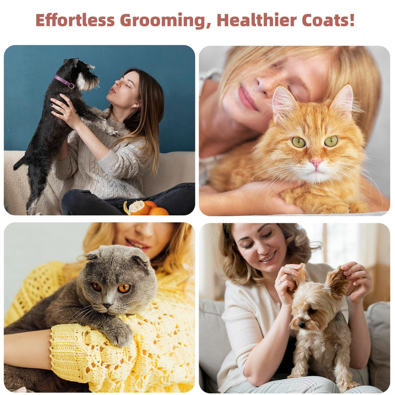 3PCS Cat & Dog Brush Set: Slicker & Deshedding Brush, Dematting Comb, and Bath Brush – Premium Grooming Tools for Shedding & Tangle-Free Fur (pink) pink - BeesActive Australia