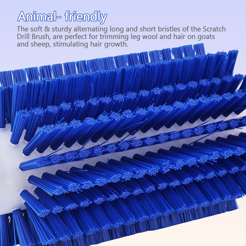 Livestock Scratching Mini Roto Drill Brush Attachment For Horse Cow Goat Cattle Pig Grooming, Relieve Itching on the Back, Remove Harmful Parasites/Dead Skin/Shedding Hair, 5/18" Shank, Blue - BeesActive Australia