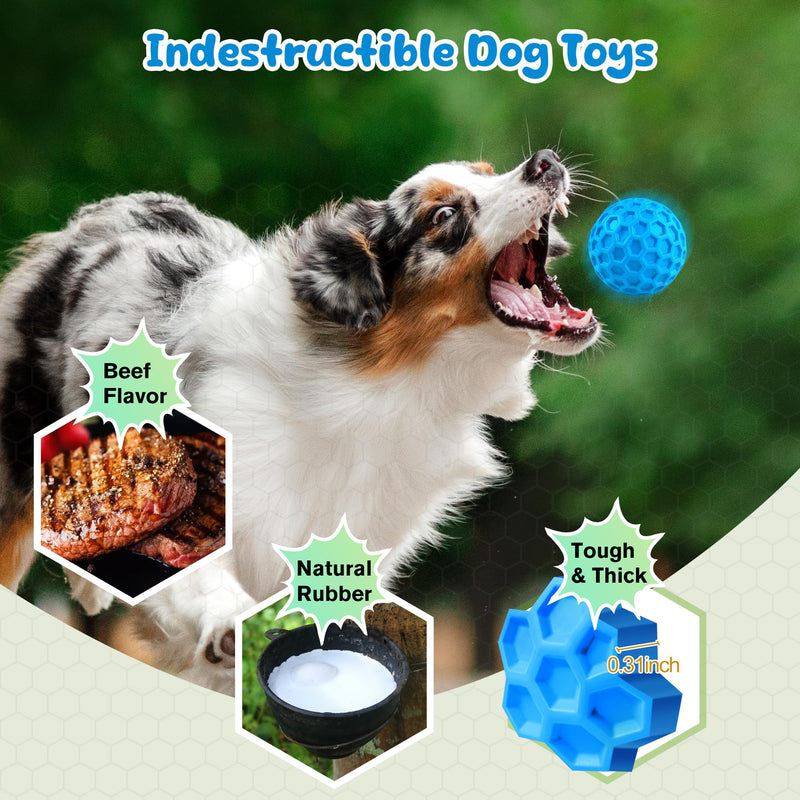 Squeaky Dog Toys for Aggressive Chewers, Indestructible Dog Balls for Aggressive Chewers, Squeaky Balls for Dogs,Interactive Dog Toys for Large Dogs,Funny Dog Squeaky Ball Heavy Duty Dog Toy - BeesActive Australia