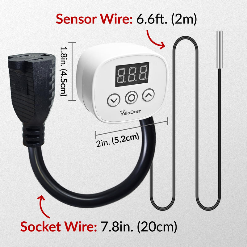 Digital Temperature Controller Outlet, Plug in Thermostat Switch 34-140°F, Timer Range 0h-10h,for Pipe Heating Reptile Greenhouse Aquarium Brewing Seedling Breeding and Hatching 110-120V 10A - BeesActive Australia
