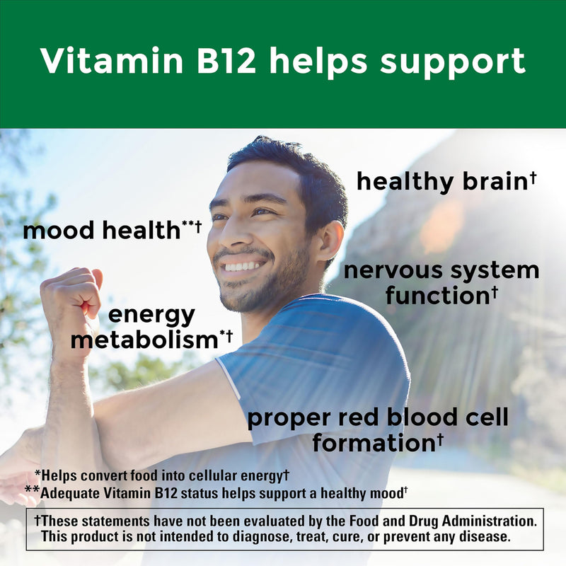 Nature Made Vitamin B12 1000 mcg Fast Dissolve Tablets, 50 Tablets | Easy to Take Vitamin B12 Sublingual Tablets for Energy Metabolism Support for Men and Women, Sugar Free, 50 Day Supply Cherry 50 Count (Pack of 1)
