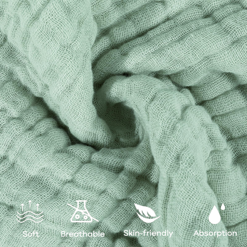 Yoofoss Muslin Baby Washcloths 100% Cotton Face Towels 10 Pack Wash Cloths for Baby 12x12in Soft and Absorbent Baby Wipes (Dark Green) Dark Green - BeesActive Australia