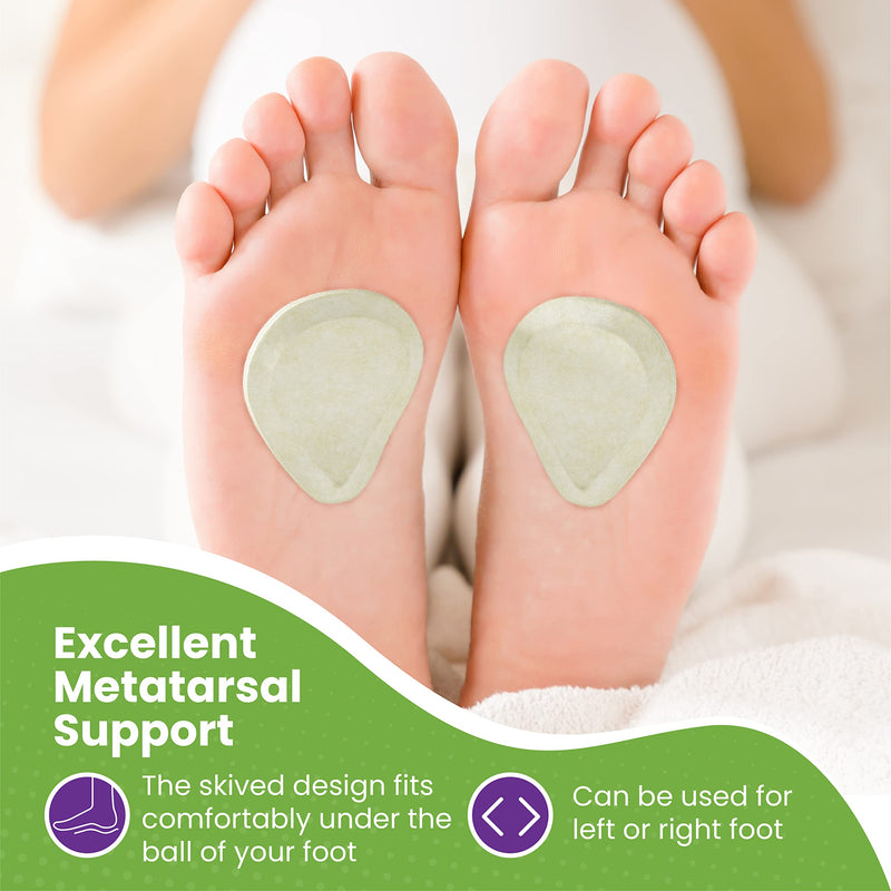 Metatarsal Felt Foot Pad Skived Cut (1/4" Thick) - Made in USA - Felt Metatarsal Pads for Women and Men - Ball of Foot Cushion - 6 Pairs (12 Pieces) 1/4\" Thick