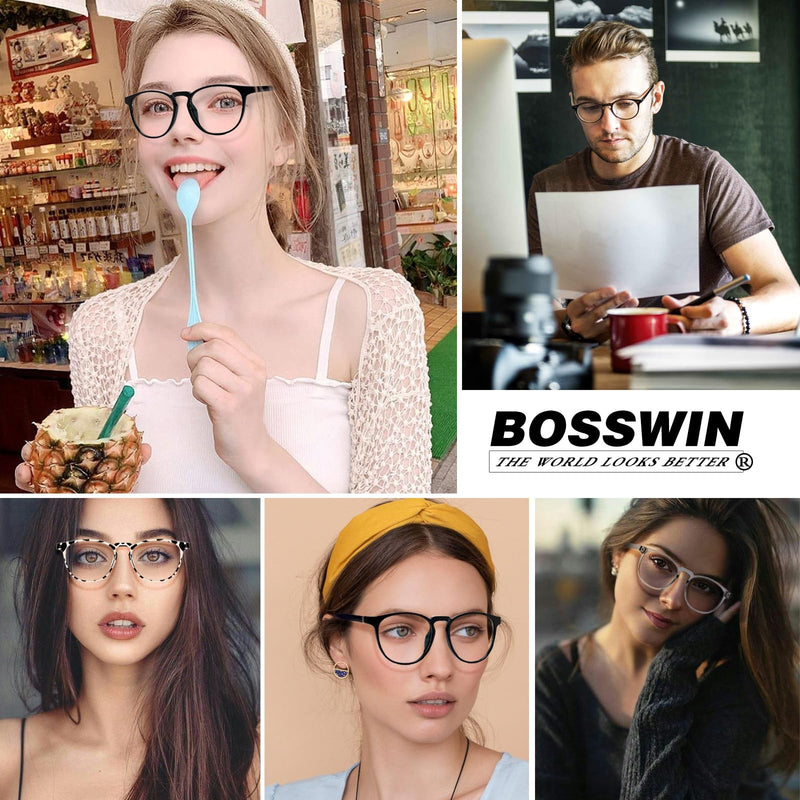 BOSSWIN Blue Light Blocking Glasses for women/men - 4Pack Computer Reading/Gaming/TV/Phones Glasses Anti UV Glare Eyestrain A-1 Black+douhua+transparent+pink - BeesActive Australia