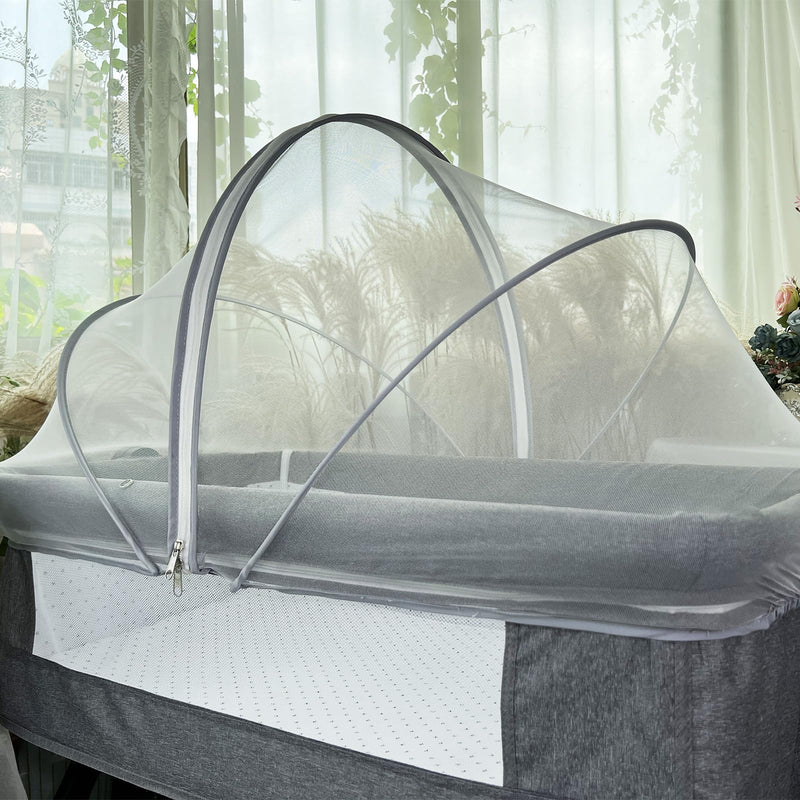 Bassinet Cover Mosquito Net for Babies to Keep Insects/Bugs/Cats Out, Toddler Bassinet/Bedside Sleeper/Crib Net with Two-Way Zippers & Storage Bag, Breathable Mesh Holes, White - BeesActive Australia