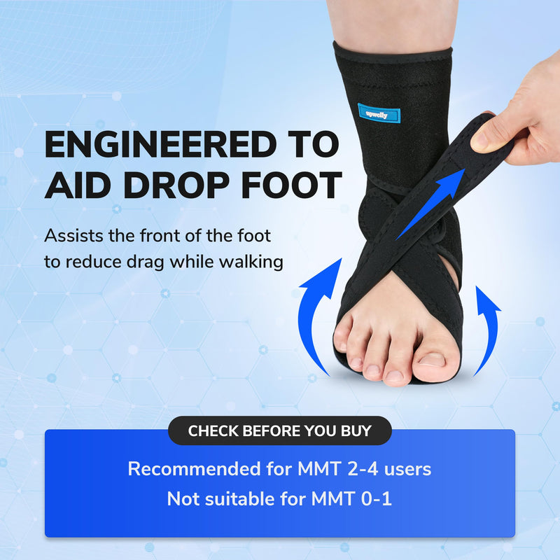 FootLift Pro (LEFT), Wearable Ankle and Foot Support Brace, For Walking Assistance and Foot Stability with Shoes, Socks, Barefoot Foot Support For Unisex And Plantar Fasciitis Relief, Black LEFT - BeesActive Australia