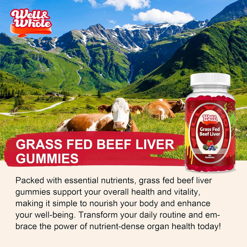 Grass Fed Beef Liver Gummies, Desiccated Liver Supplement for Adults & Kids | Naturally Nutrient-Rich Formula | Supports Daily Energy & Wellness | Whole Food Nutrition | Convenient Gummies 2