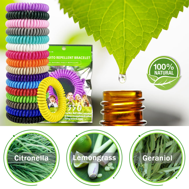 Mosquito Repellent Bracelets 50 Pack, Individually Wrapped Mosquito Repellent Bands with 60 Pcs Mosquito Repellent Stickers, DEET-Free Mosquito Wristbands Patches for Adults and Kids Indoor Outdoor - BeesActive Australia