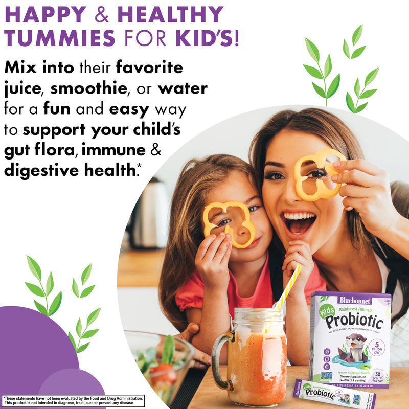 BlueBonnet Nutrition Rainforest Animalz Kids Probiotic 5 Billion CFU | Digestive & Immune Health; Non-GMO