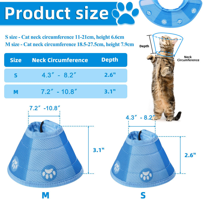 Cat Neck Brace, Cat Collar, Adjustable Neck Brace, Cat Collar, Recovery Collar, Soft Collar Cone After Surgery and Injuries for Cats (Blue, S) - BeesActive Australia