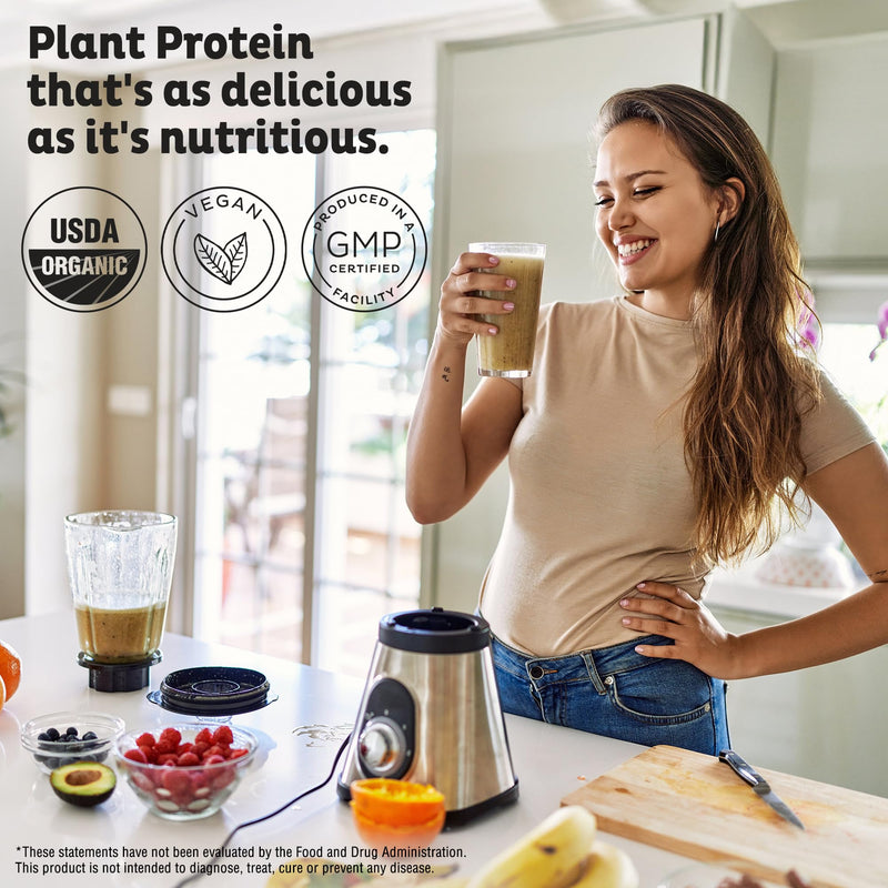 KOS Vegan Protein Powder, Chocolate Peanut Butter - Low Carb Pea Protein Blend, USDA Organic Superfood with Vitamins & Minerals - Keto, Soy, Dairy Free - Meal Replacement for Women & Men - 10 Servings 13.05 Ounce (Pack of 1)
