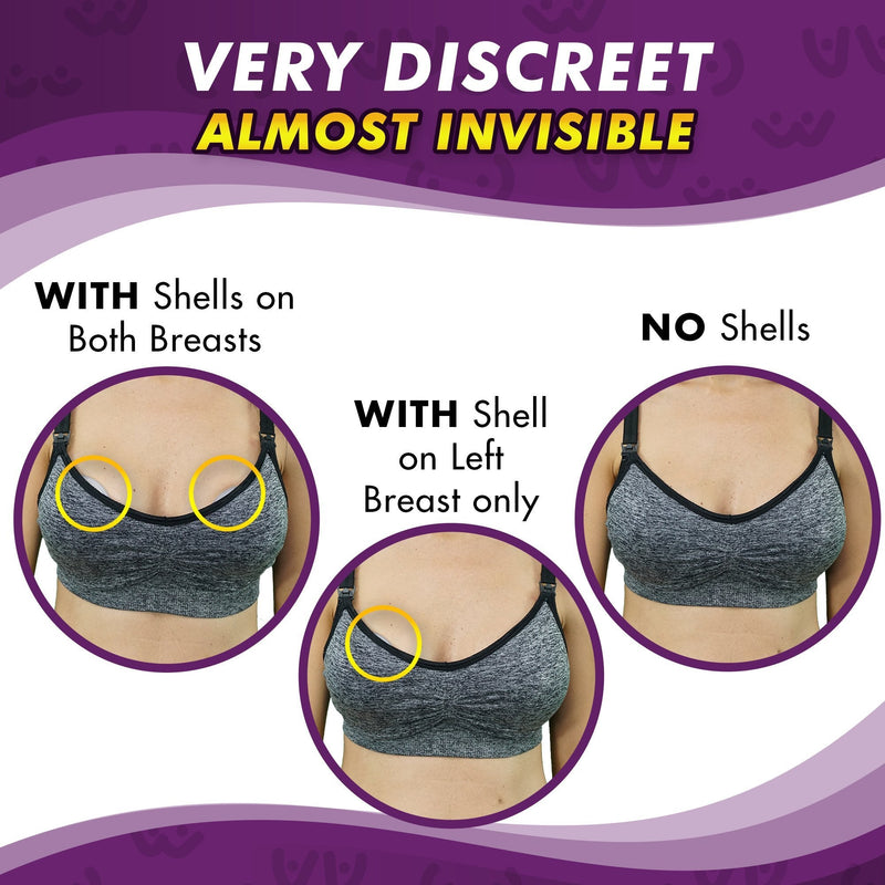 NEW Model with Plugs! Breast Shell & Milk Catcher for Breastfeeding Relief (2 in 1) Protect Cracked, Sore, Engorged Nipples & Collect Breast Milk Leaks During The Day, While Nursing or Pumping With Plugs - 2 Pack - BeesActive Australia