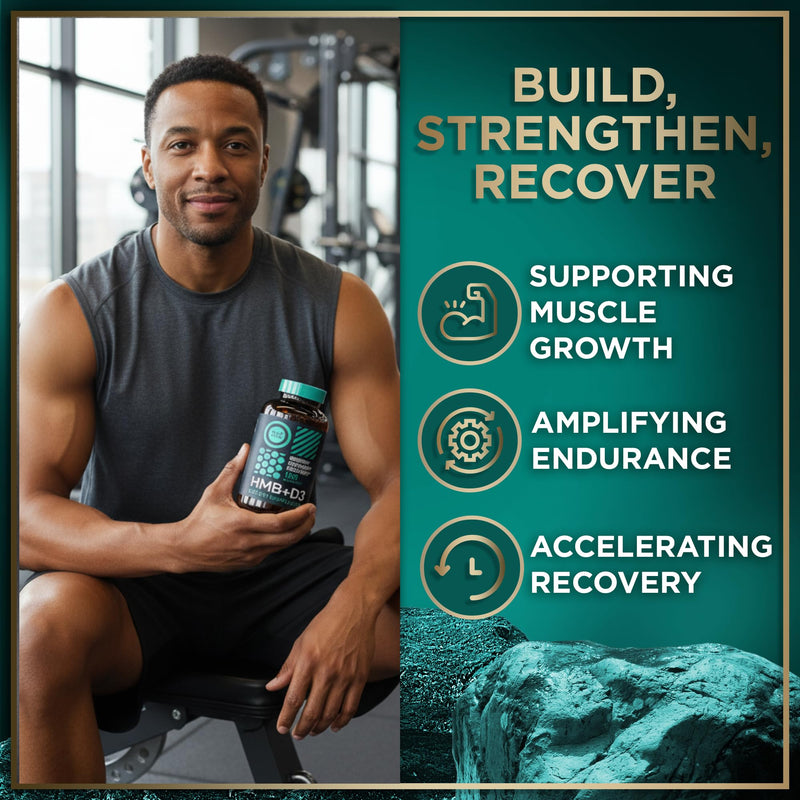 WILD FUEL 3,000mg HMB Supplement Plus Vitamin D3 - Muscle Growth, Strength, Fast Workout Recovery HMB Supplements for Men and Women - Calcium Beta-Hydroxy Beta-Methylbutyrate - 180 Capsules 180 Count (Pack of 1)