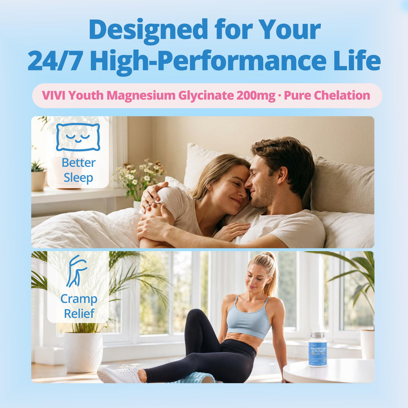 Magnesium Glycinate 200mg for Men & Women, High Absorption 120ct | Gentle on Stomach & 100% Chelated Magnesium for Deep Sleep, Muscle Cramps & PMS. 3rd Party Tested, Vegan, Non-GMO, No Fillers