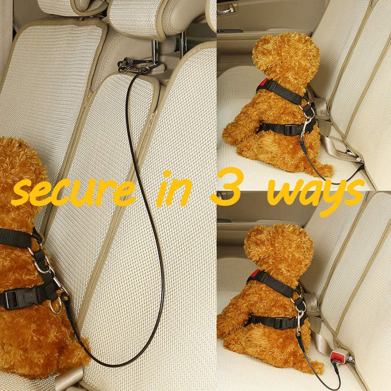 ACBungji Car Pet Dog Cat Seat Safety Belt Latch Buckle No-Chew Leash Restraint Harness Coated Stainless Steel Heavy Duty Isofix Connector Small Medium Large (39 INCH) 39 INCH - BeesActive Australia