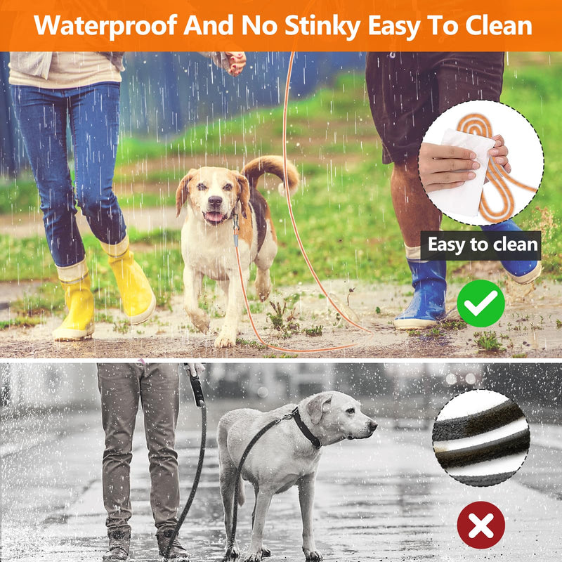 X XBEN Heavy Duty Dog Leash, Upgraded Standard PVC 10FT Waterproof Lead with Swivel Lockable Hook & Reflective Area, Pet Long Rope for Outside Snow Walking Training Yard for Small Medium Large Dogs Orange 10FT*1/3" - BeesActive Australia