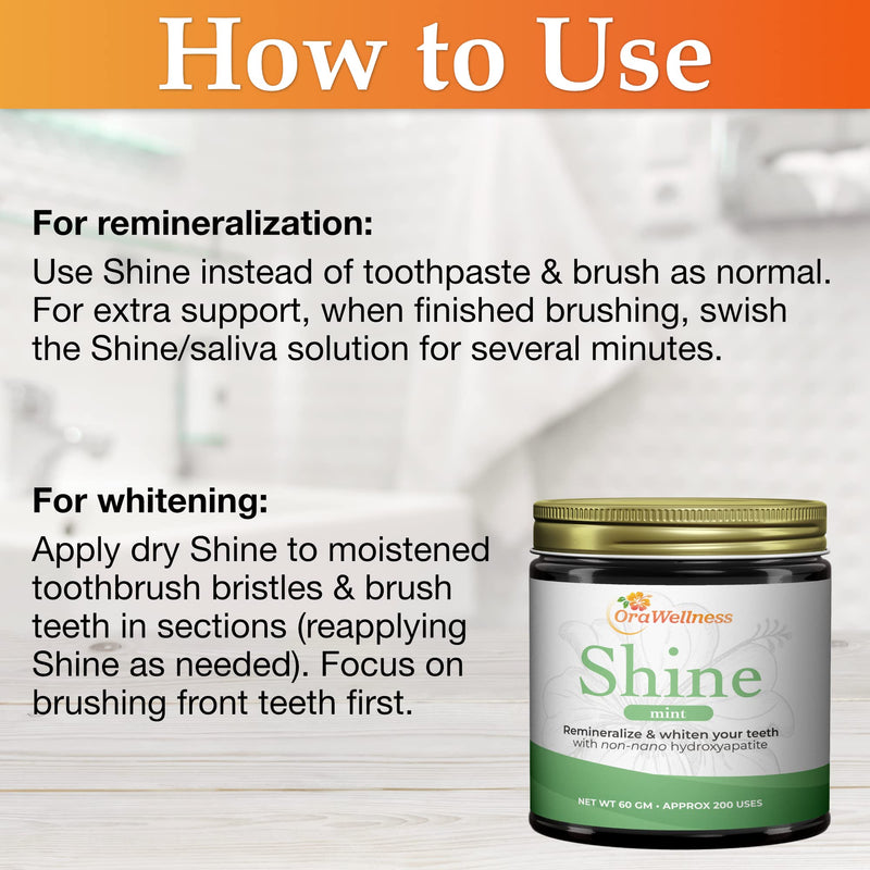 Shine Remineralizing Tooth Powder with Hydroxyapatite, Natural Teeth Whitening Powder, Tooth Stain Remover and Polisher, Fresh Mint - BeesActive Australia