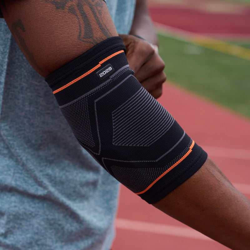 Shock Doctor Compression Knit Elbow Sleeve with Gel Support Adult-Medium Black/Grey