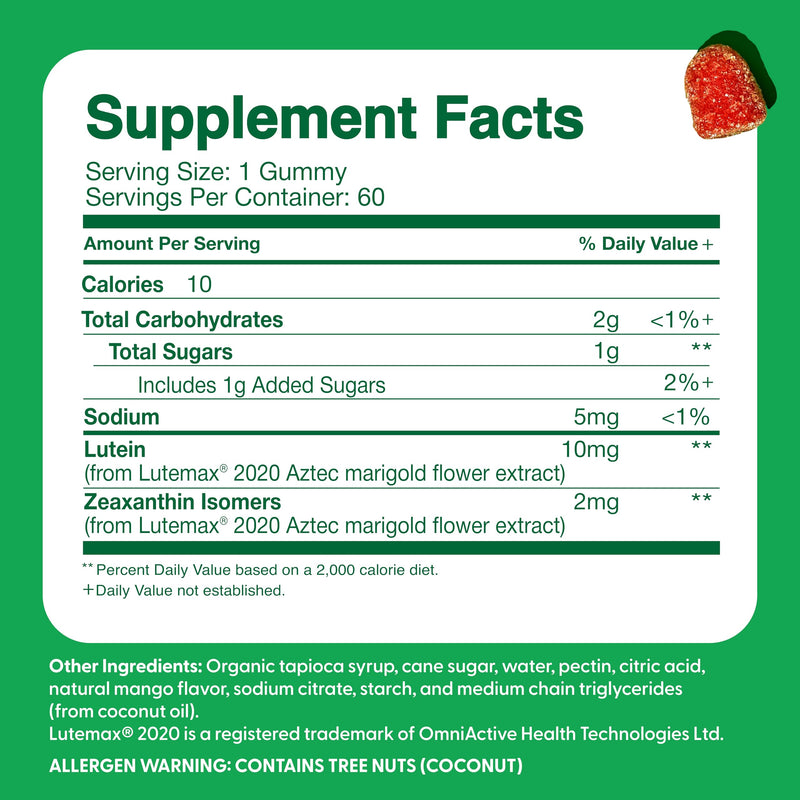 Feel Great Kids Gummy Vitamins for Eyes | Essential Eye Vitamins Lutein and Zeaxanthin | Mango Flavored Vegan Eye Vitamins for Kids | Gluten Free | 60 Day Supply