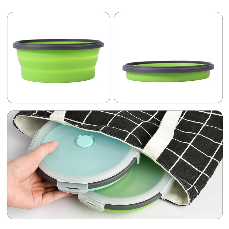 Collapsible Dog Bowls with Lids, 2 Pack Travel Dog Bowls for Small Size Dogs, Silicone Portable Dog Food Bowls Water Cup Cat Bowls Dish for Camping Traveling Walking, 12 oz 350ml S Blue / Green - BeesActive Australia