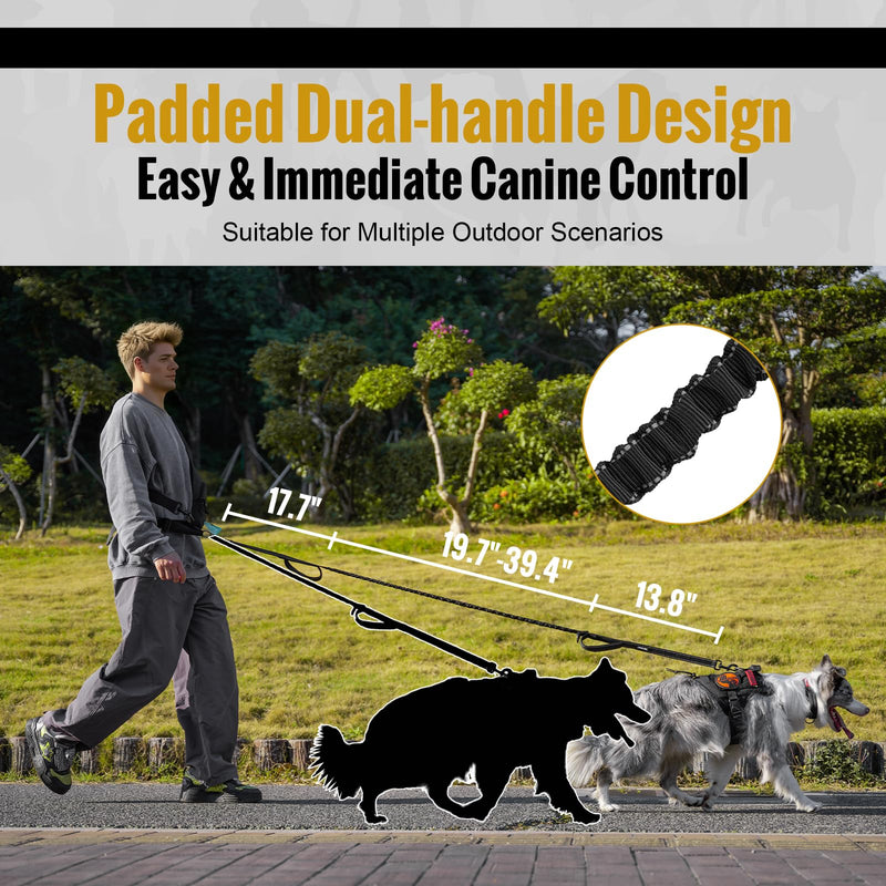 OneTigris Hands Free Dog Leash, Waist Leash for Dog Walking with Detachable Chest Bag, Thickened Mesh Lumbar Support and Durable Bungee Straps, Running leashs for Medium Large Dogs L