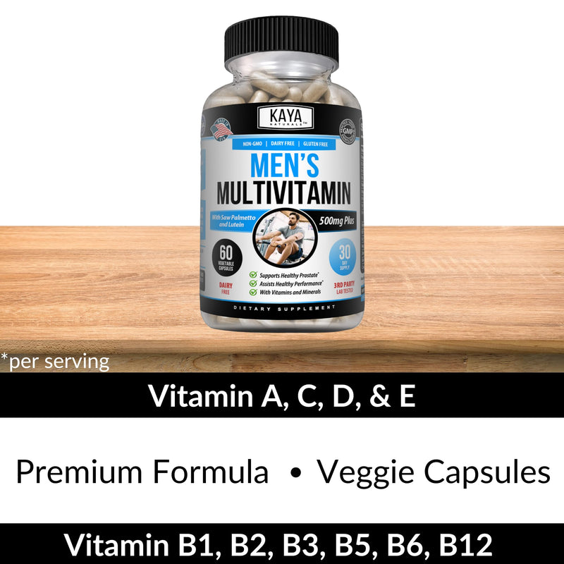 Kaya Naturals Multivitamin for Men - Men's Prostate Multivitamin - Multi Mineral Daily Supplement - Pills for Men - Supports Healthy Prostate - Vitaminas para Hombres - 60 Veggie Capsules (Pack of 2) 60 Count (Pack of 2)